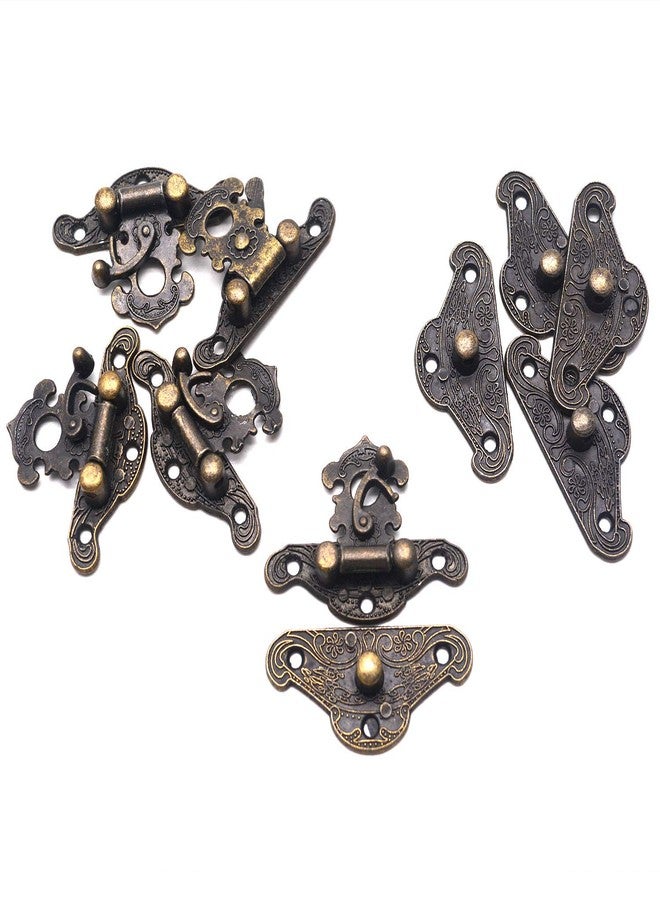 Karcy Decorative Hasp Antique Chinese Style Lock Buckle Wooden Jewelry Box with Screws Bronze 38x30mm/1.5"x1.2" Zinc Alloy Set of 5 Small - Image 1